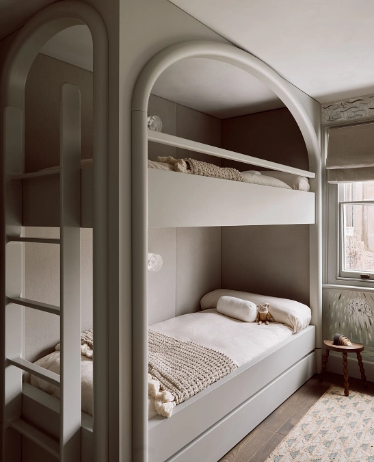 Arched Built In Bunk with Soft Neutral Layers