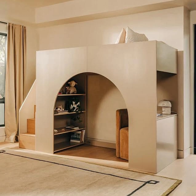 Arch Style Loft Bed With Cozy Reading Nook