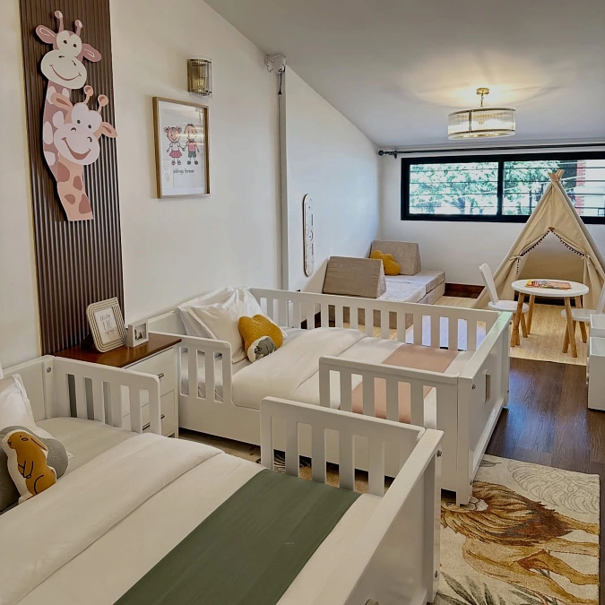 Multi Crib Shared Nursery With Play Teepee Corner