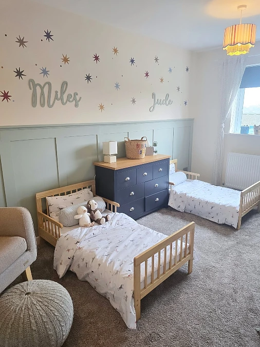Twin Toddler Beds With Shared Dresser Storage