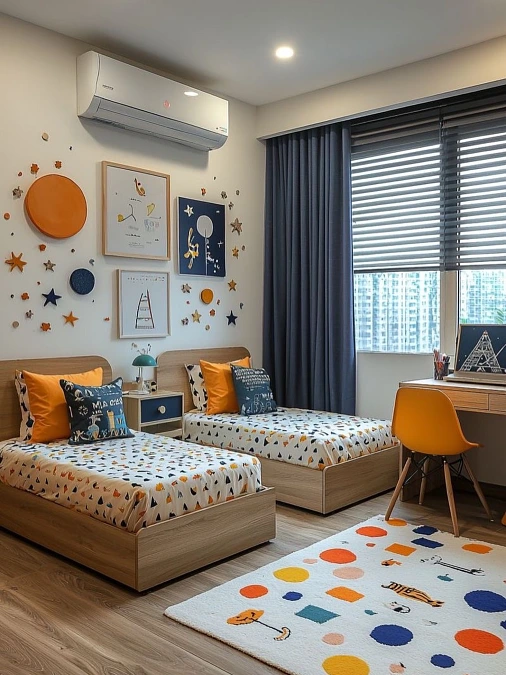 Matching Twin Beds With Study Corner