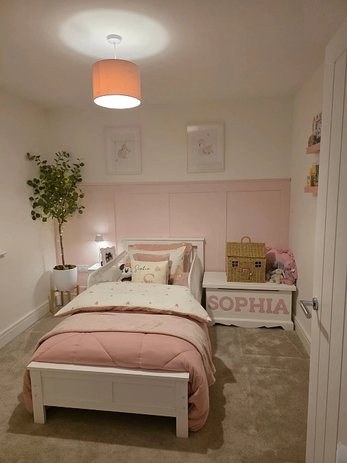 Pink Toddler Bed With Name Storage Bench