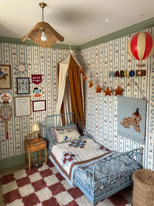 Whimsical Toddler Bed With Wall Decor