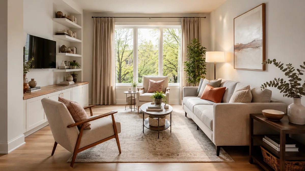 How to Lay Out a Small Living Room So It Doesn't Feel Crowded