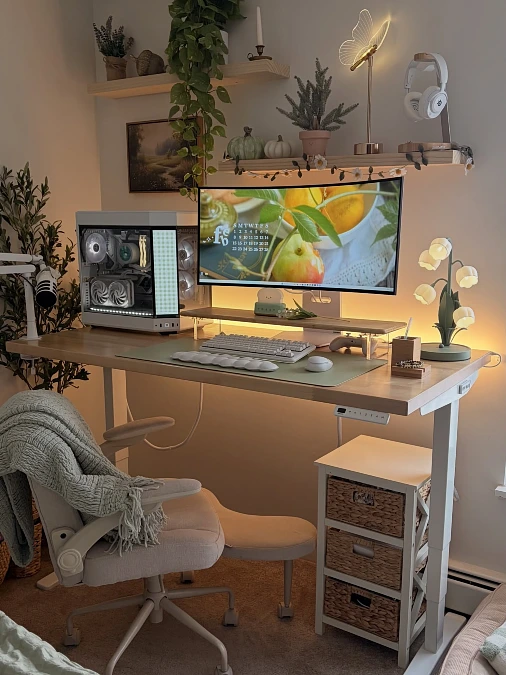 Cozy Tech Desk With Extra Storage
