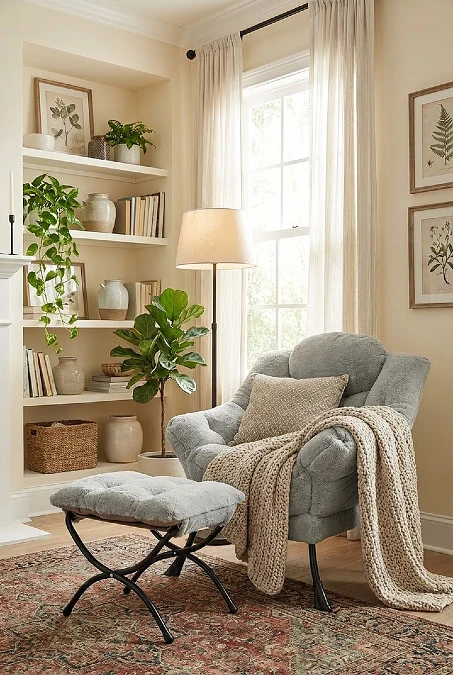 Bright Reading Chair With Plants