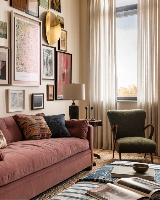 Gallery Wall Living Room With Soft Color