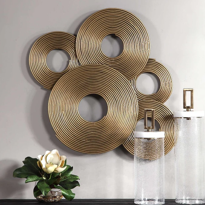 Layered Gold Ring Sculpture for a Modern Accent Wall