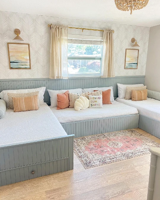 Connected Triple Beds with Beadboard