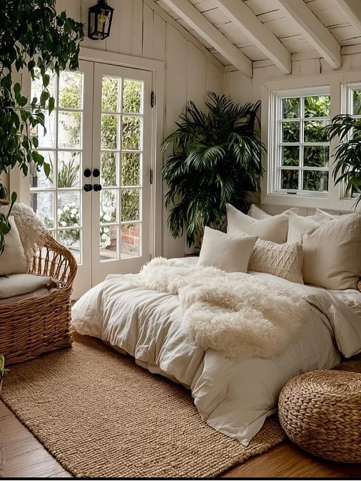 Plant-Filled Cottage Bedroom