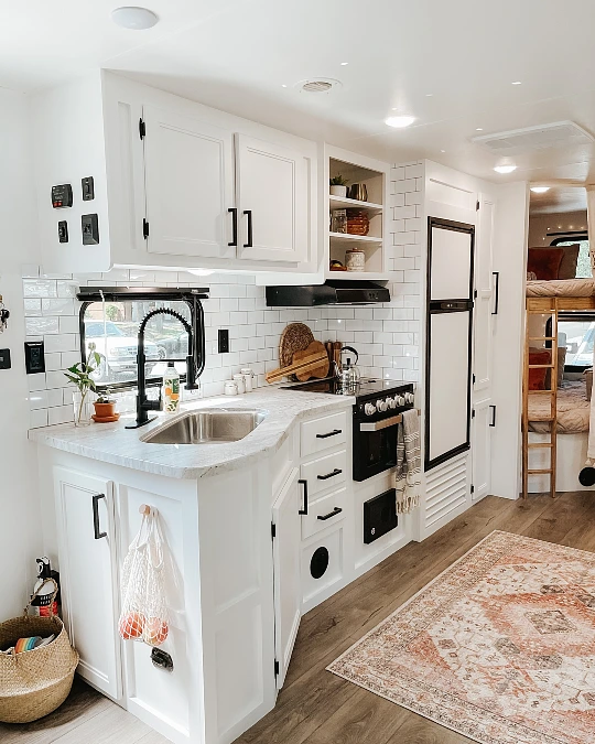 A Bright White RV Galley