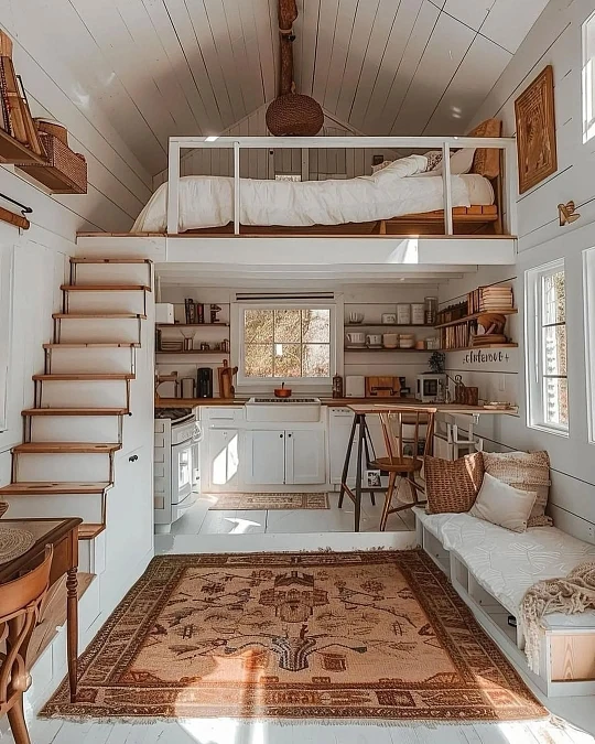 Bohemian Loft with Open-Shelf Kitchen