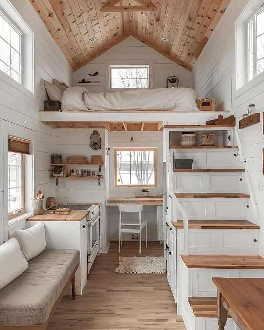 Built-In Stair Storage + Loft Bed