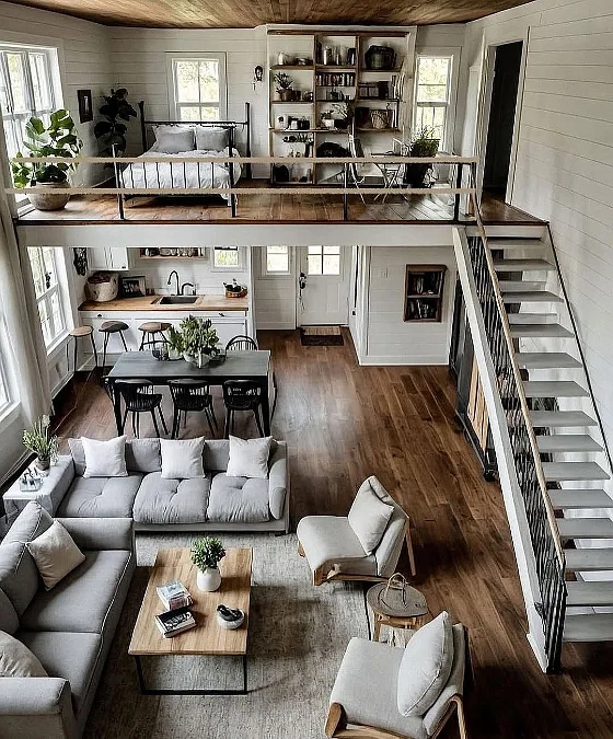 Open Loft Bedroom with Full Dining