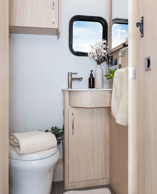 Light Wood RV Bathroom Styling