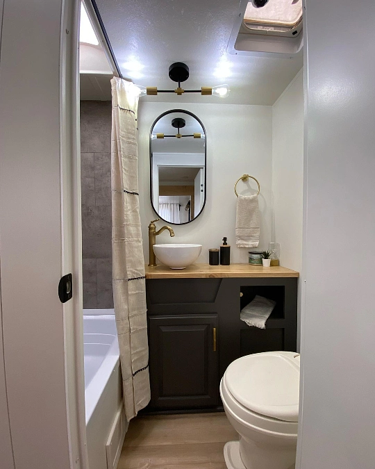 Charcoal Vanity with Soft Brass