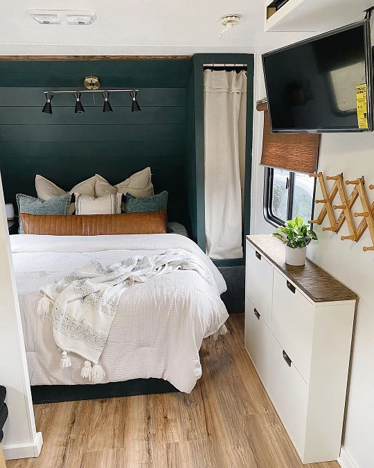 Deep Teal RV Bedroom Layers