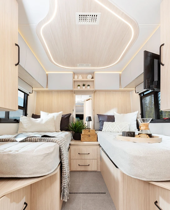 Twin Beds + Curved LED Ceiling
