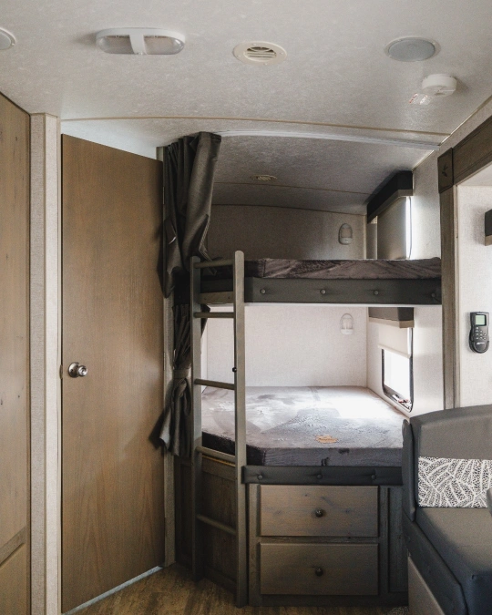 Privacy Curtains on Stacked RV Bunks