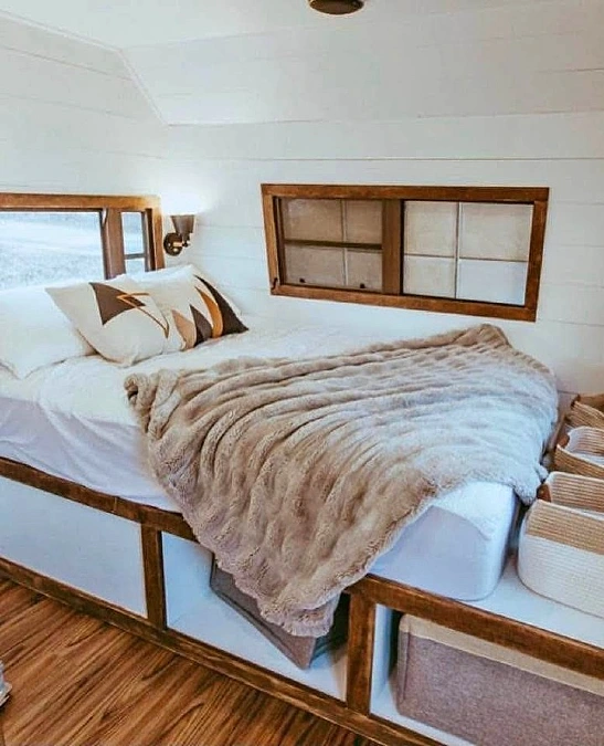 Platform Bed + Open Storage Cubbies