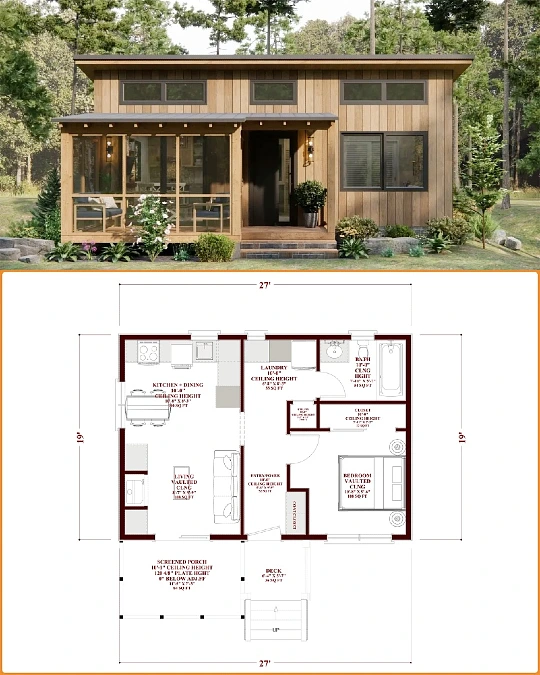 A Bright Wood Cabin Layout