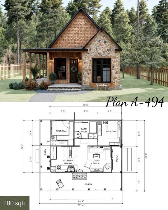 Stone Facade + Warm Wood + Black Framing