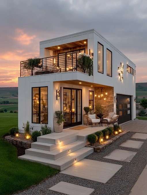 A White Two Story Tiny House