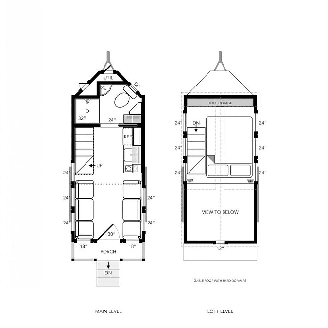 A Symmetrical Lofted Tiny House