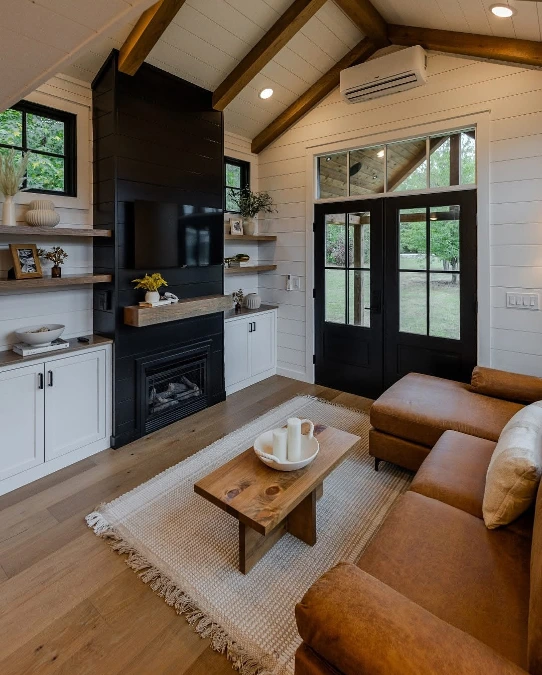 Warm Black and White Living Room