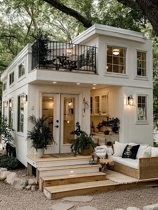 White Balcony Tiny House