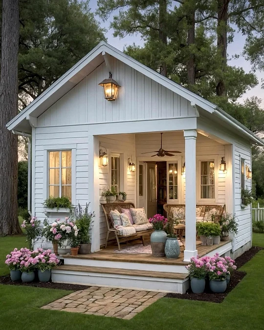 Flower Filled Farmhouse Porch