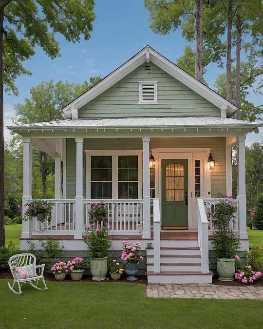 Sage Green Farmhouse Porch