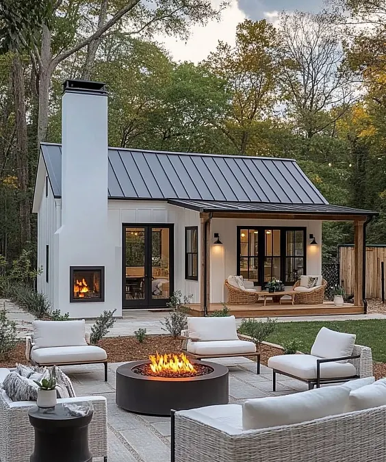 Modern Farmhouse with Outdoor Hearth