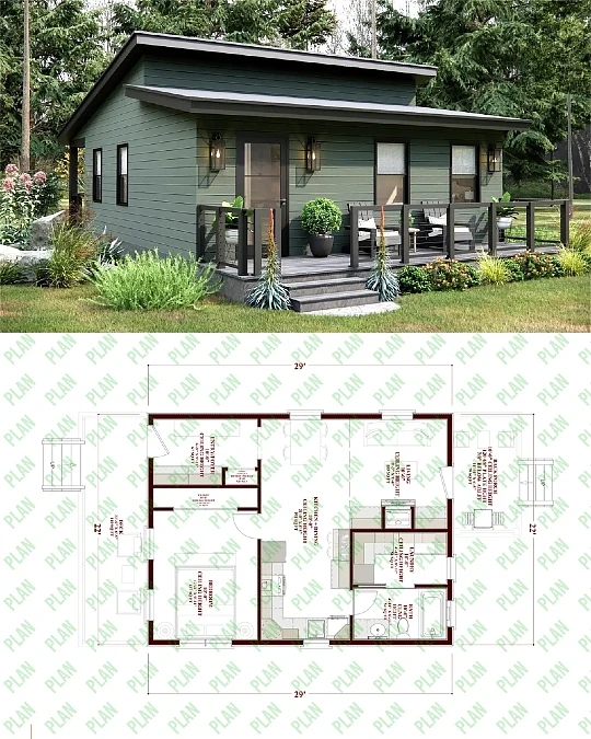 A Green Single Bedroom Layout