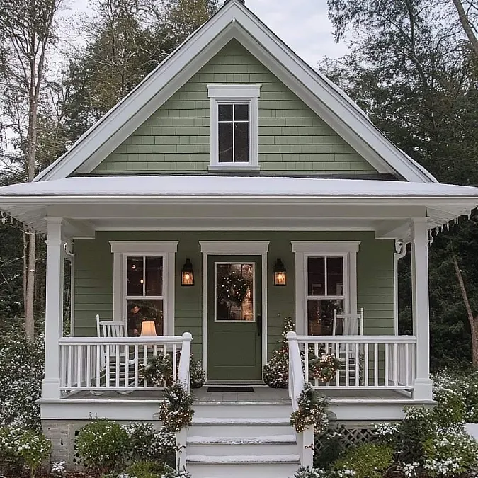 Sage Green Cottage Front Porch