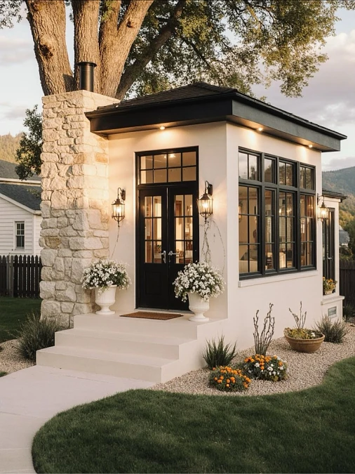 Stone Chimney Modern Cottage