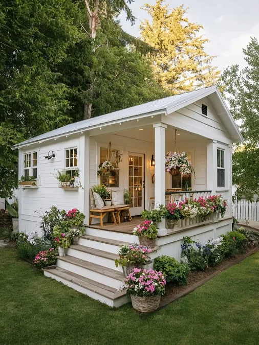 White Garden Porch Cottage