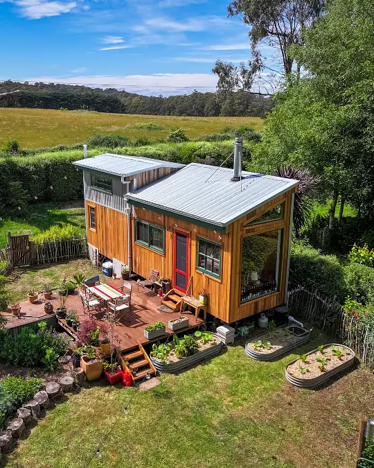 Wood Tiny House Garden Deck