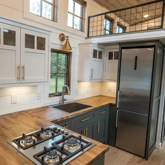 Charcoal Cabinets + Butcher Block Counters