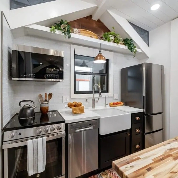 White Kitchen with Open Loft Shelf
