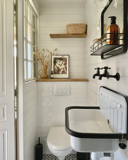 White Shiplap Bathroom Nook