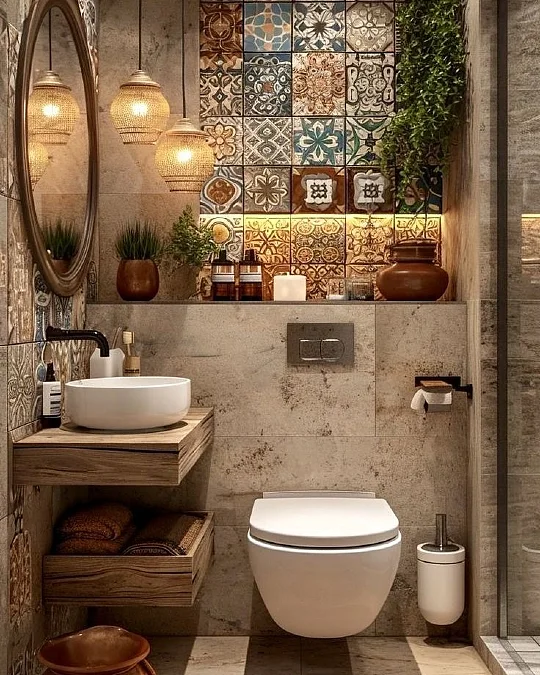 Patterned Tile Accent Wall