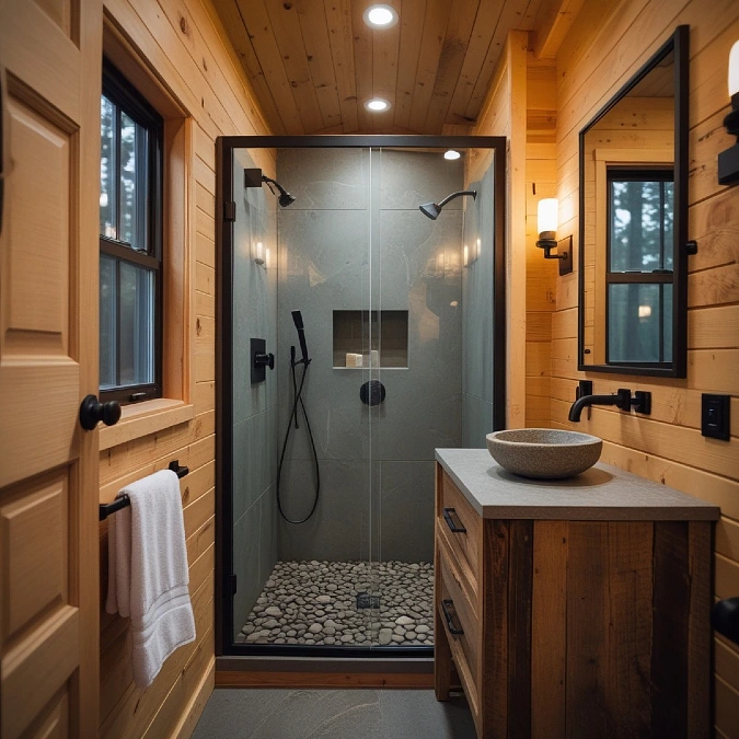 Warm Wood Cabin Bathroom