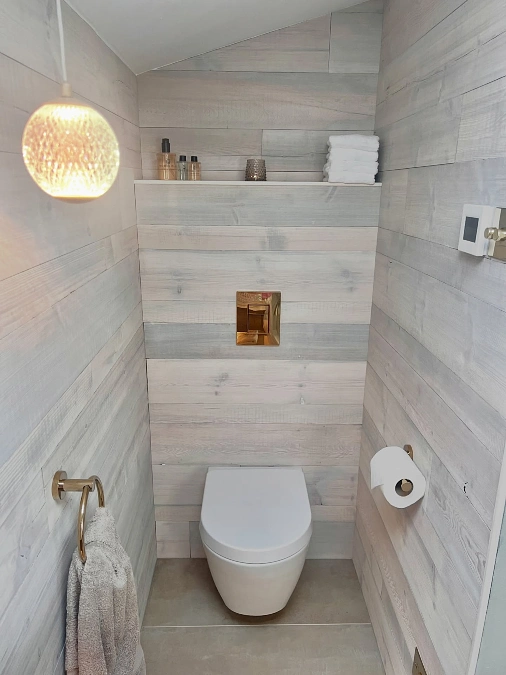 Pale Wood Toilet Nook